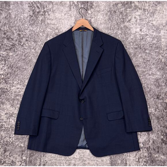 Hickey Freeman Blazer 48 R Mens Blue Plaid Wool Full Canvas Sport Coat Jacket - Picture 1 of 11